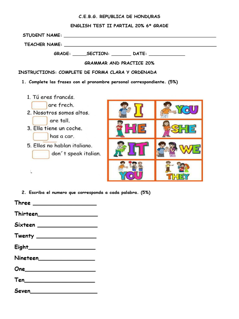 Exámenes de Inglés para Primaria | PDF | Crecimiento personal y ...