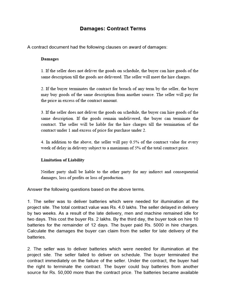 Damages - Final Excercise | PDF | Damages | Legal Liability