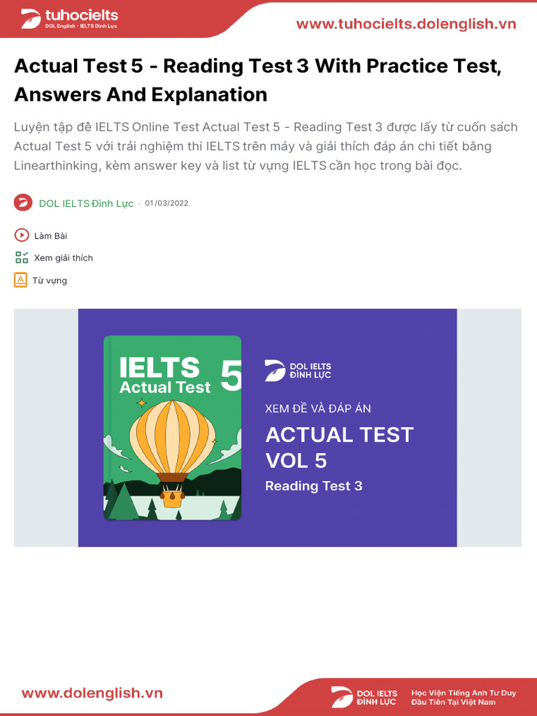 IELTS Actual Test 5 Reading 3 Guide | PDF | Stress (Biology) | Robert ...