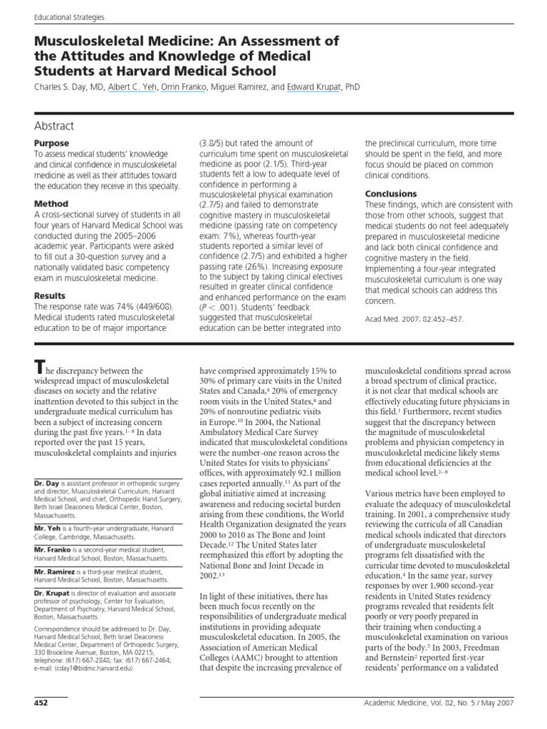 MSK Medicine An Assessment of The Attitudes and Knowledge of Med ...