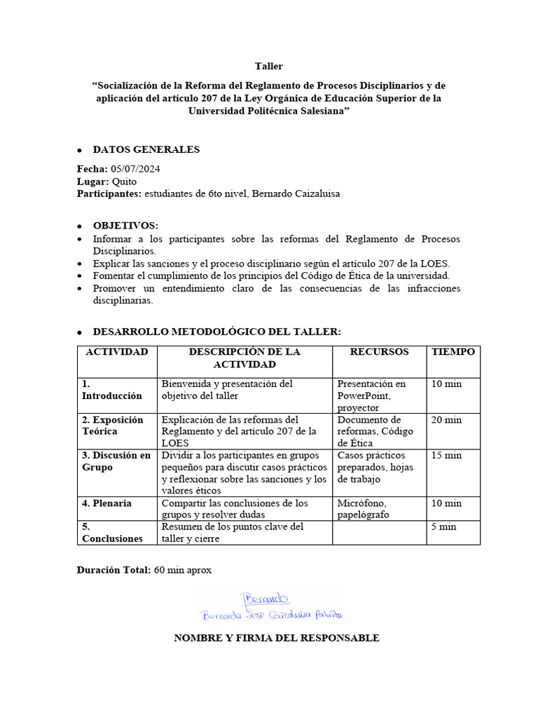 Formato Planificación Taller | PDF | La justicia restaurativa