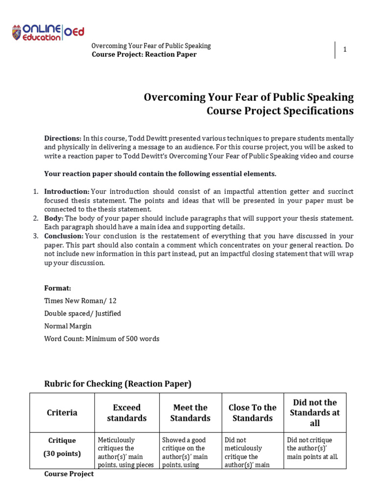 Overcoming Your Fear of Public Speaking | PDF | Proofreading | Public ...