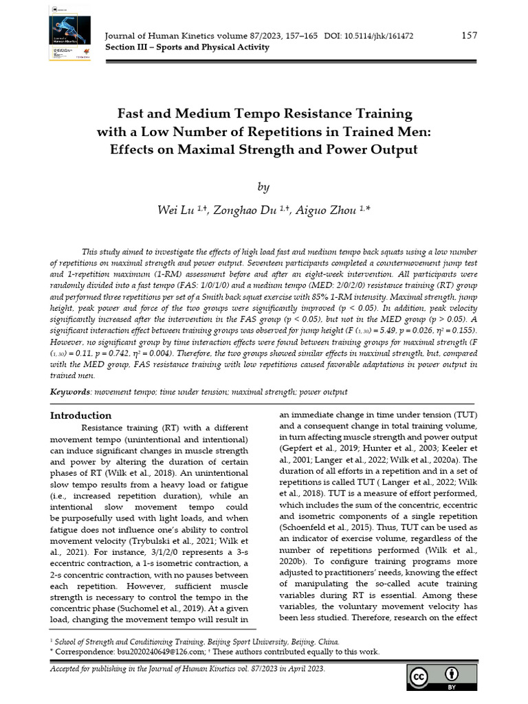 Effects of Tempo in Resistance Training | PDF | Strength Training ...