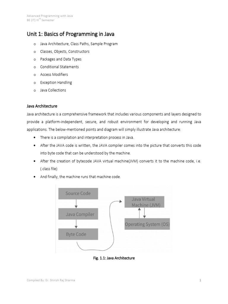 Unit 1 Basics Of Programming In Java PDF Java Programming Unit 1 basics of programming in java pdf java programming