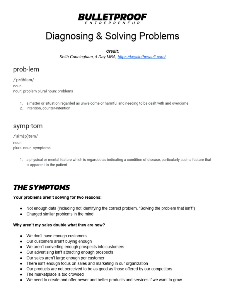 Problem Diagnosis and Solutions Guide | PDF | Psychology | Cognition