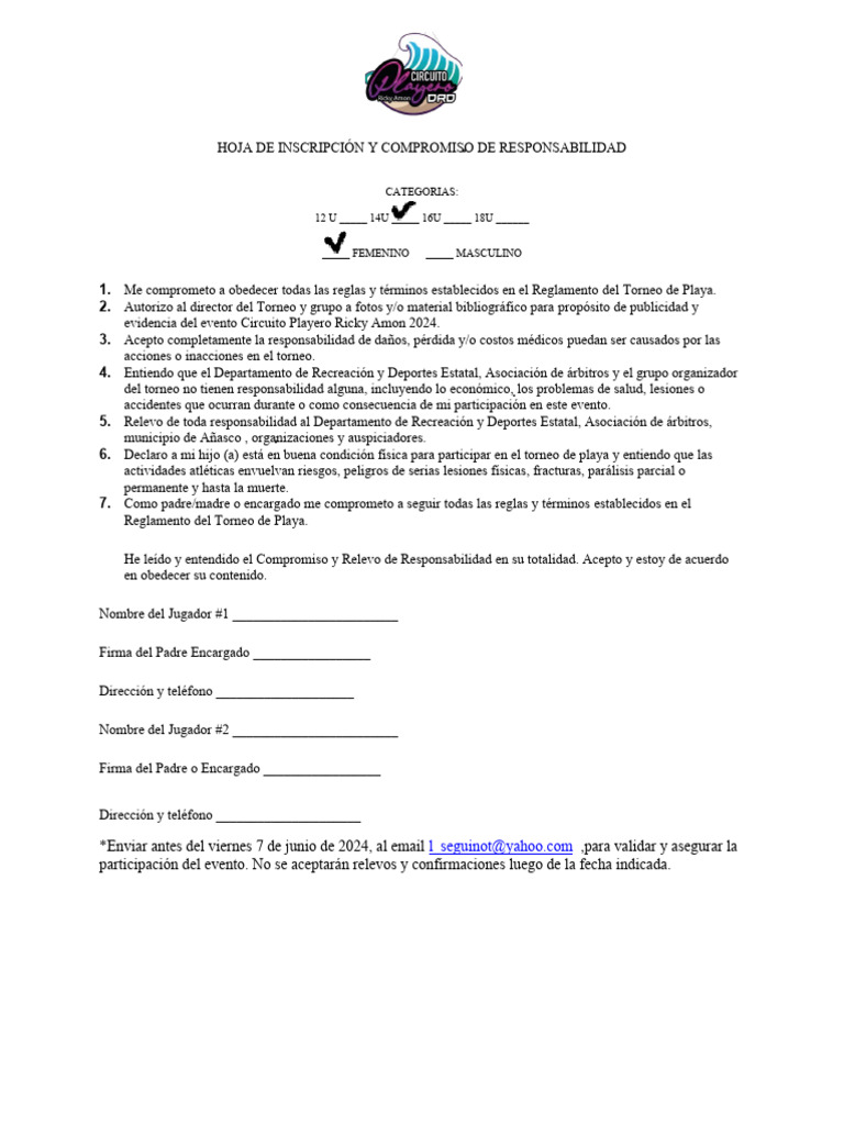 Relevo Torneo Voleibol de Playa DRD Mayo 2024 | PDF | Derecho | Estilo ...