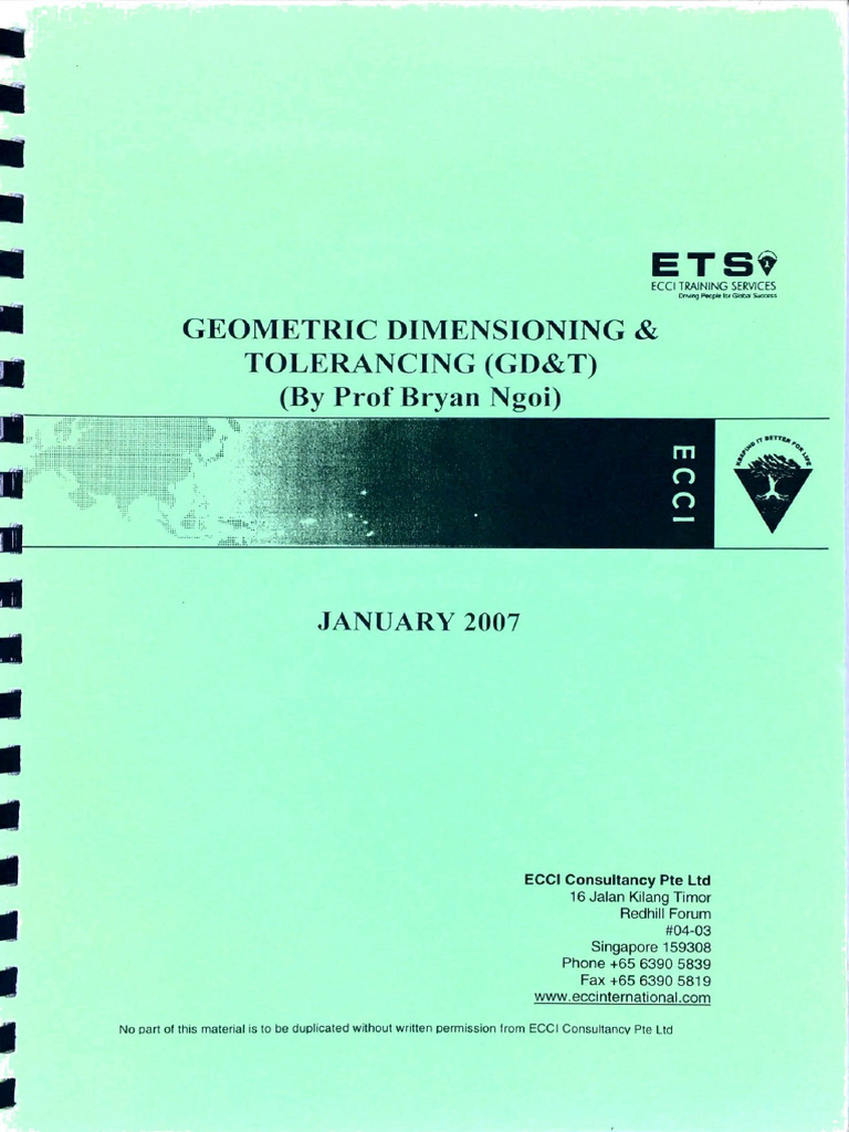 Geometric Dimensioning & Tolerancing (GD&T) (By Prof Bryan Ngoi) | PDF