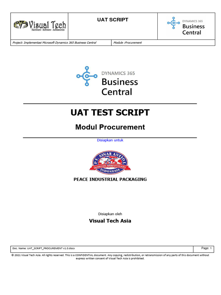 UAT - SCRIPT - PROCUREMENT v1.0 | PDF
