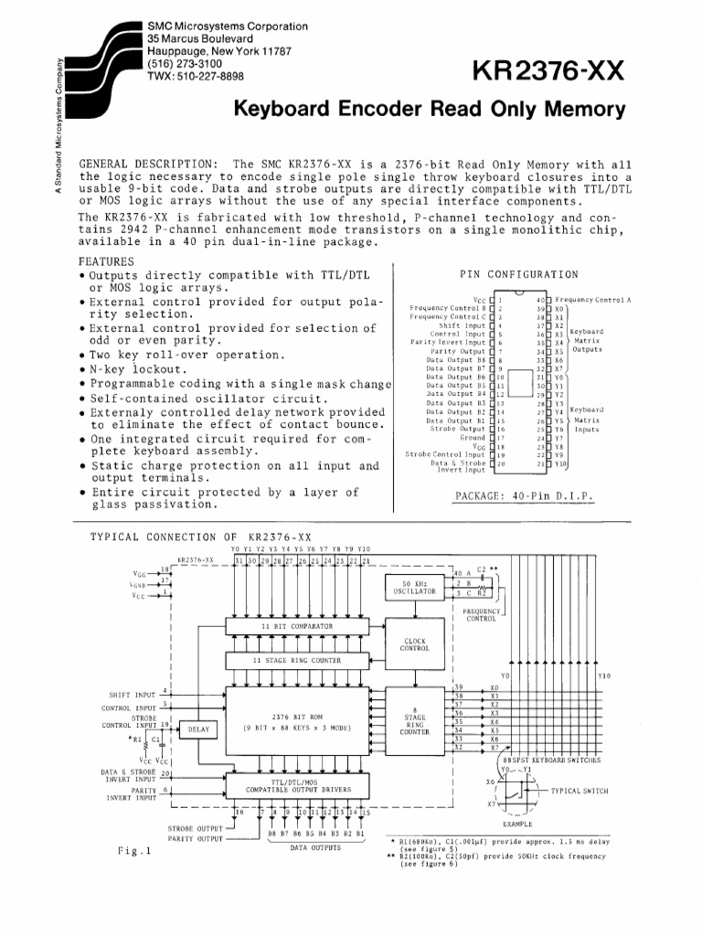 BCD Keyboard Encoder KR2376 | PDF
