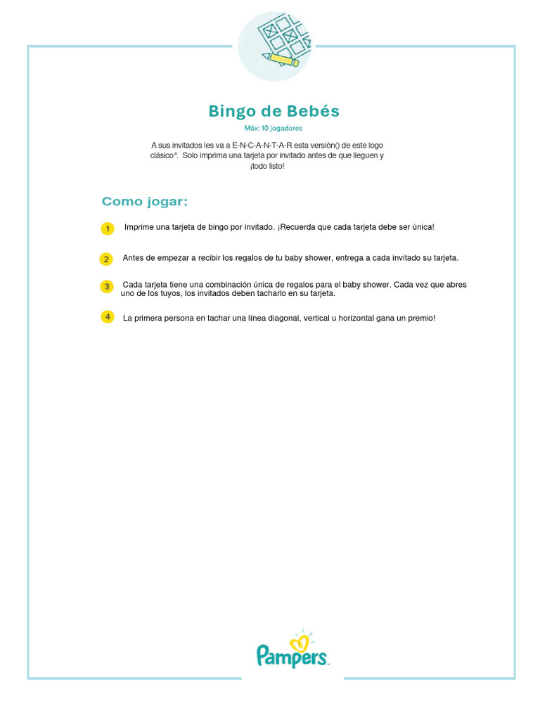 Bingo de Bebés para Baby Showers | PDF | Juegos de azar | Juegos de azar