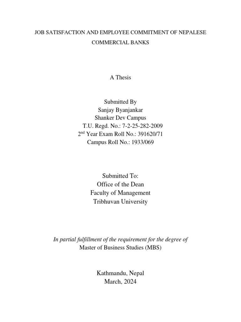 Job Satisfaction in Nepalese Banks | PDF | Job Satisfaction | Leadership