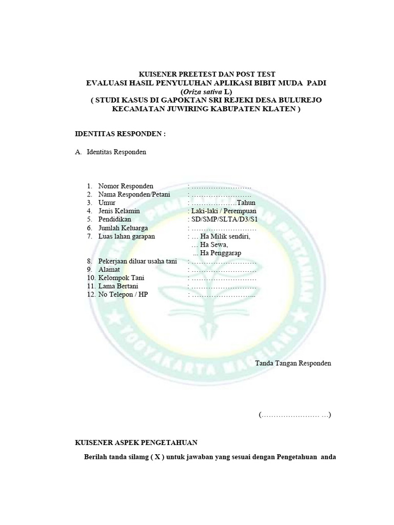 Evaluasi Pengetahuan Petani Padi Dapok | PDF