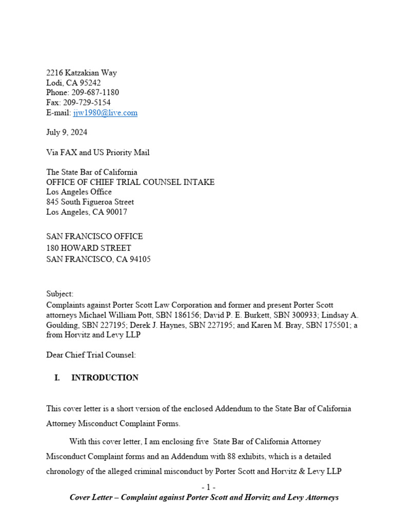 7-9-2024 - State Bar of California - Complaint Against Attorneys | PDF ...