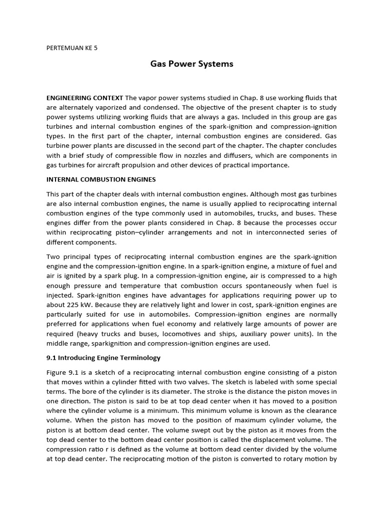Gas Power Systems: Internal Combustion Engines | PDF | Internal ...