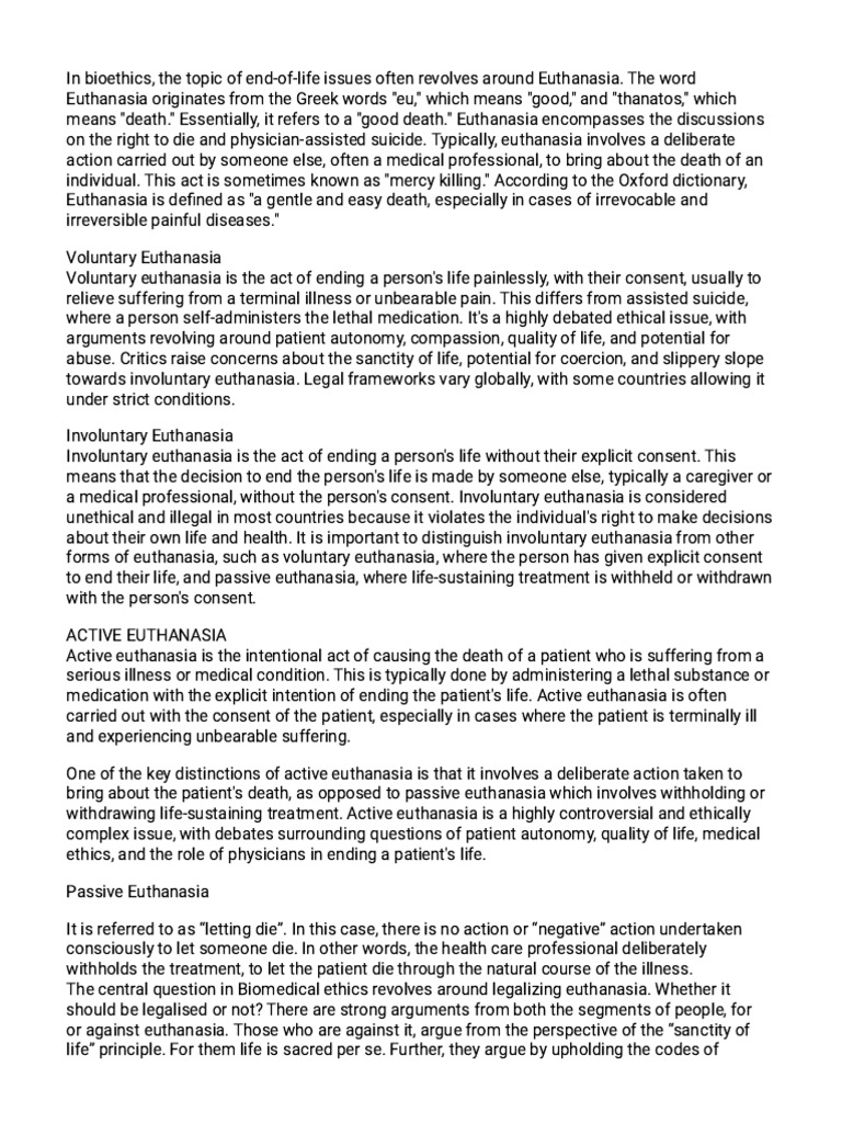 Euthanasia Ignou | PDF | Medical Ethics | Bioethics