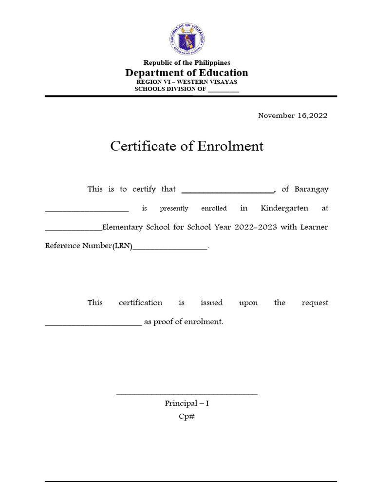 Certificate of Enrolment | PDF