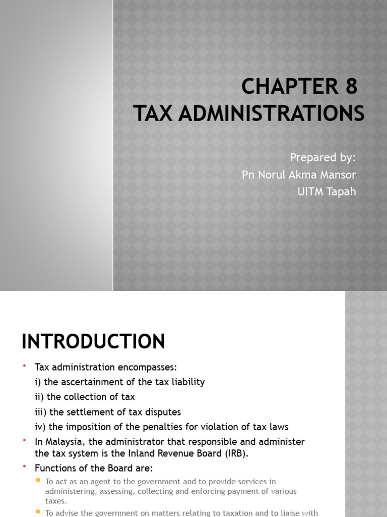 Overview of Malaysia's Tax Administration | PDF | Taxpayer | Taxes