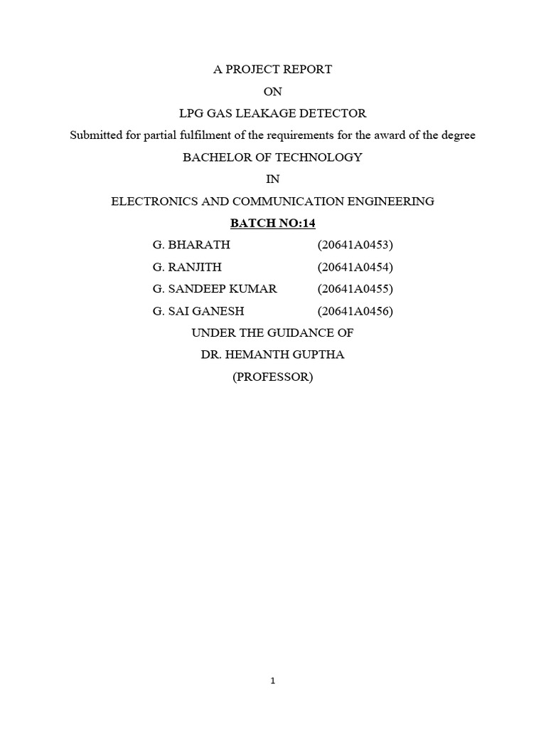 A Project Report Batch 14 | PDF | Liquefied Petroleum Gas | Sensor
