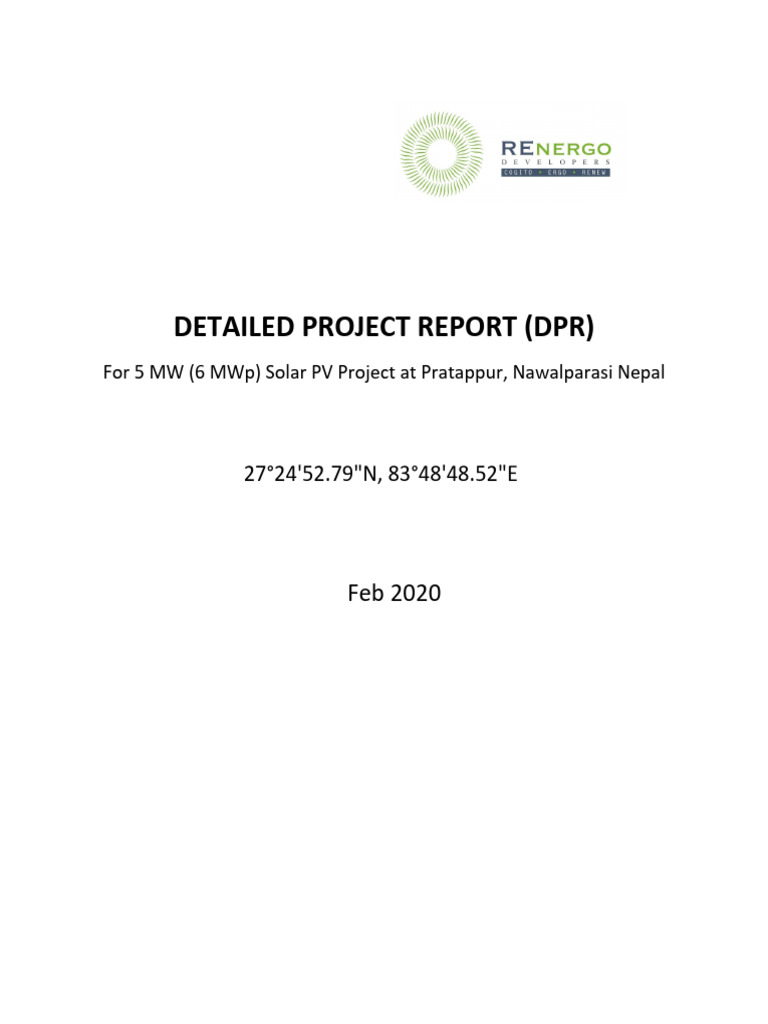DPR Nawalparasi NSPC 5 MW (6MWp) 130220 | PDF | Photovoltaics | Solar Power