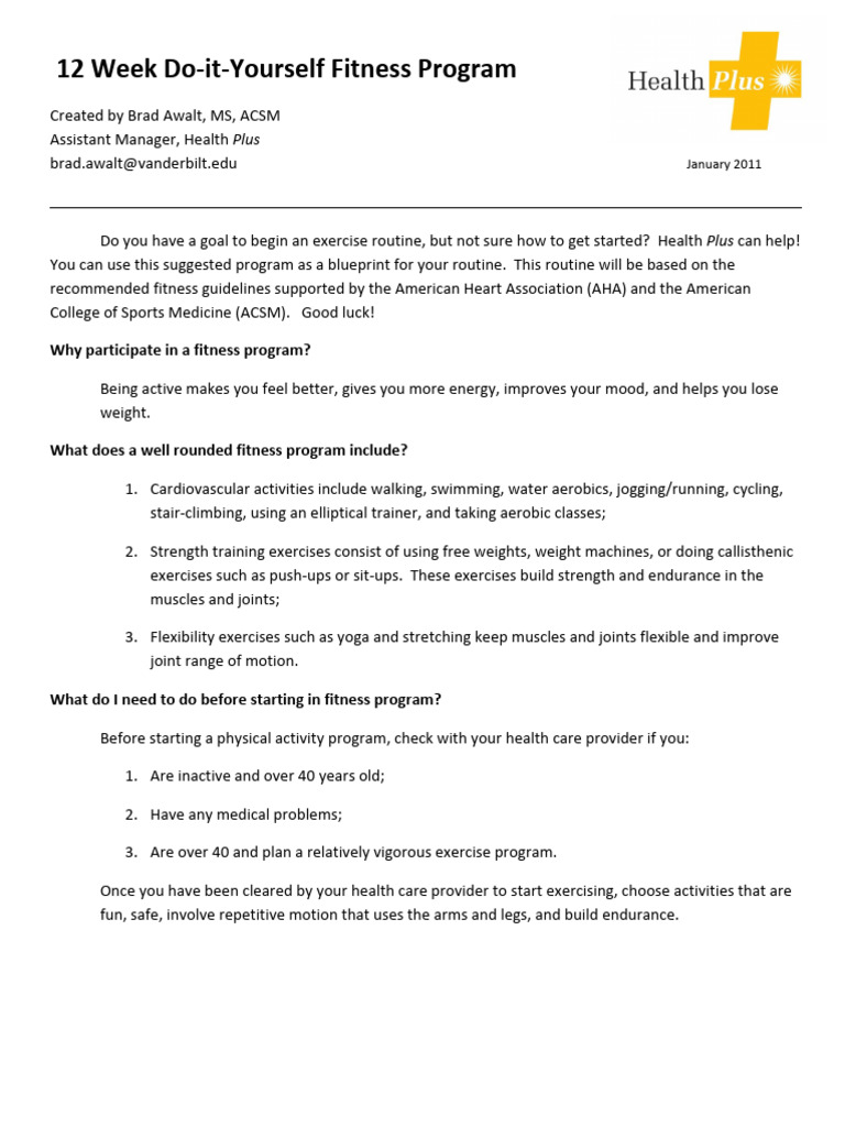 HP Do It Yourself Fitness Program | PDF | Physical Fitness | Aerobic ...