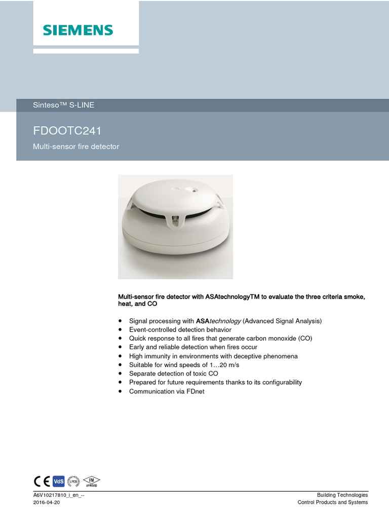 023 FDOOTC241 A6V10217810 I en | PDF | Sensor | Smoke