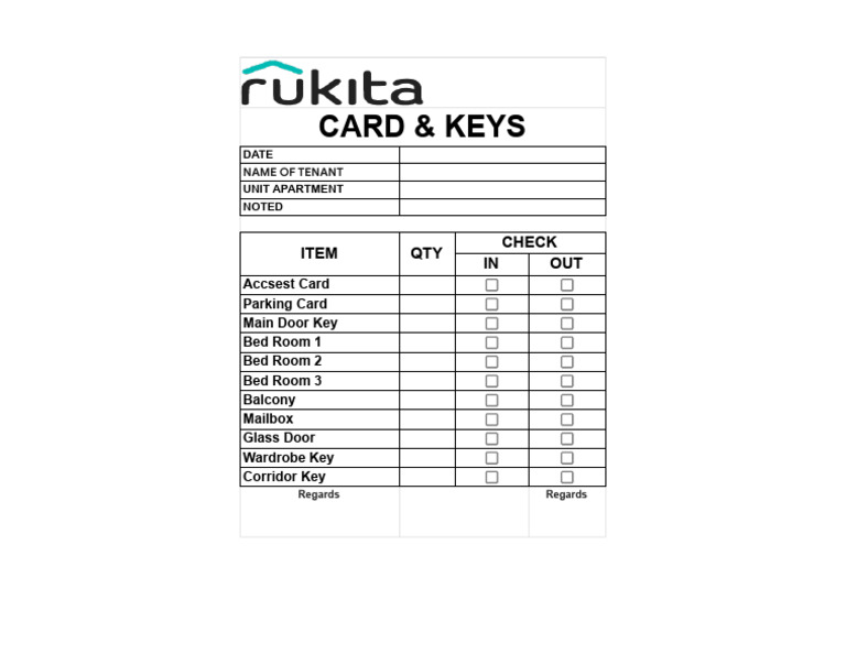 Tenant Key and Card Inventory List | PDF