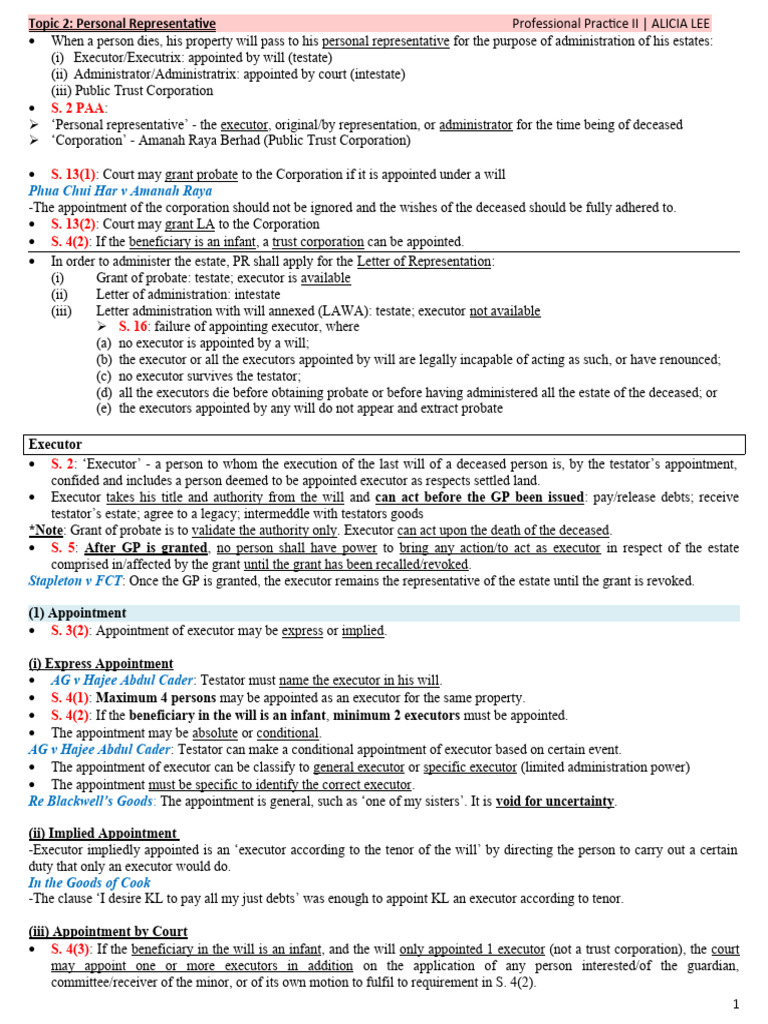 Personal Representative Roles and Appointments | PDF | Probate | Executor