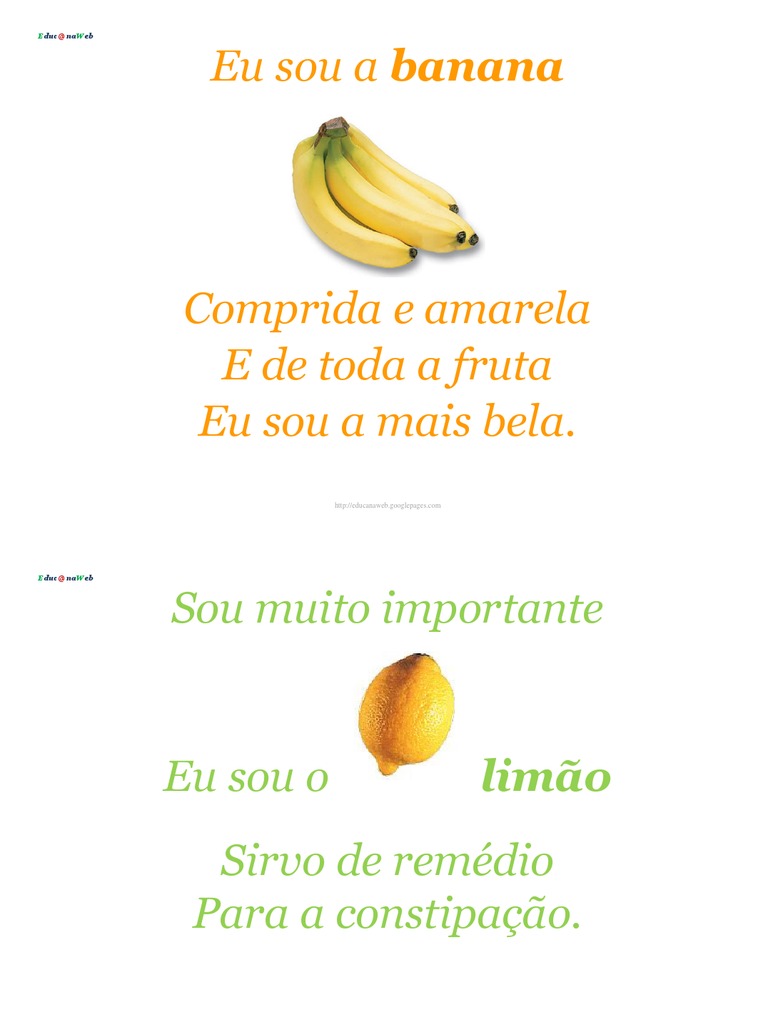 Poemas Infantis sobre Frutas | PDF