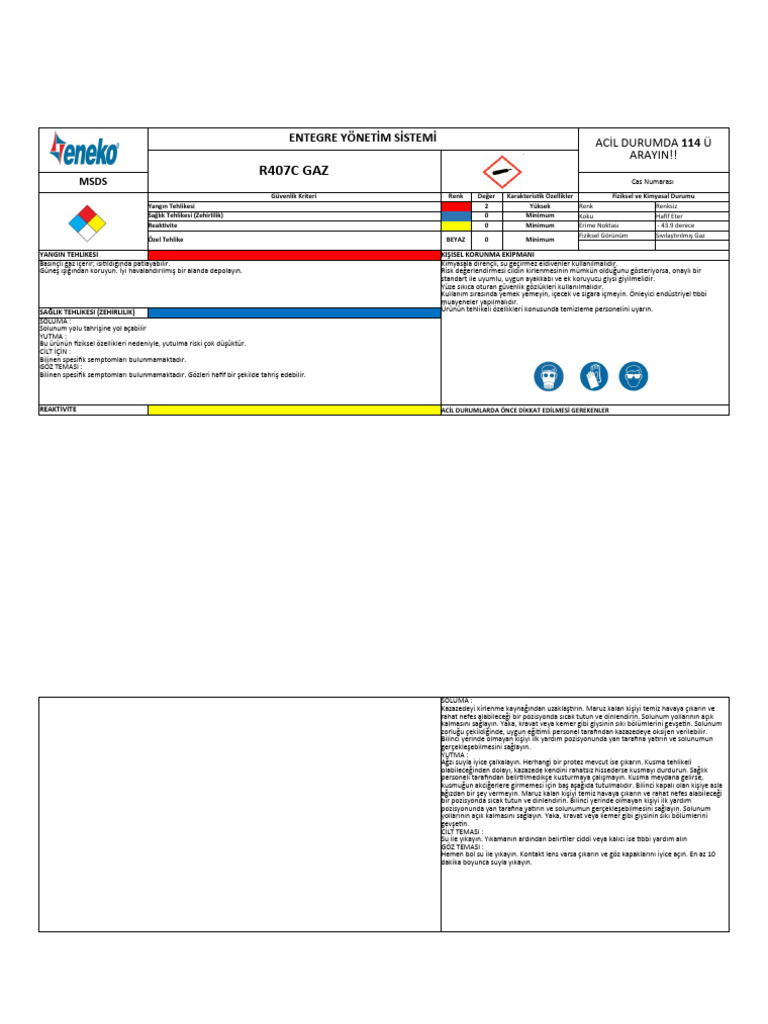 6. MSDS Özet R407C Gaz | PDF