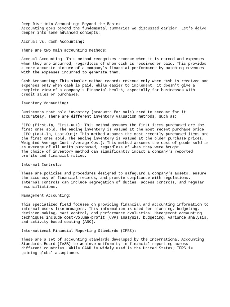 Deep Dive Into Accounting Beyond Th Pdf Inventory Financial Economics