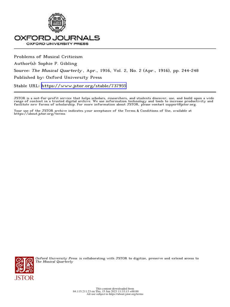 Gibling ProblemsMusicalCriticism 1916 | PDF | Aesthetics | Beauty