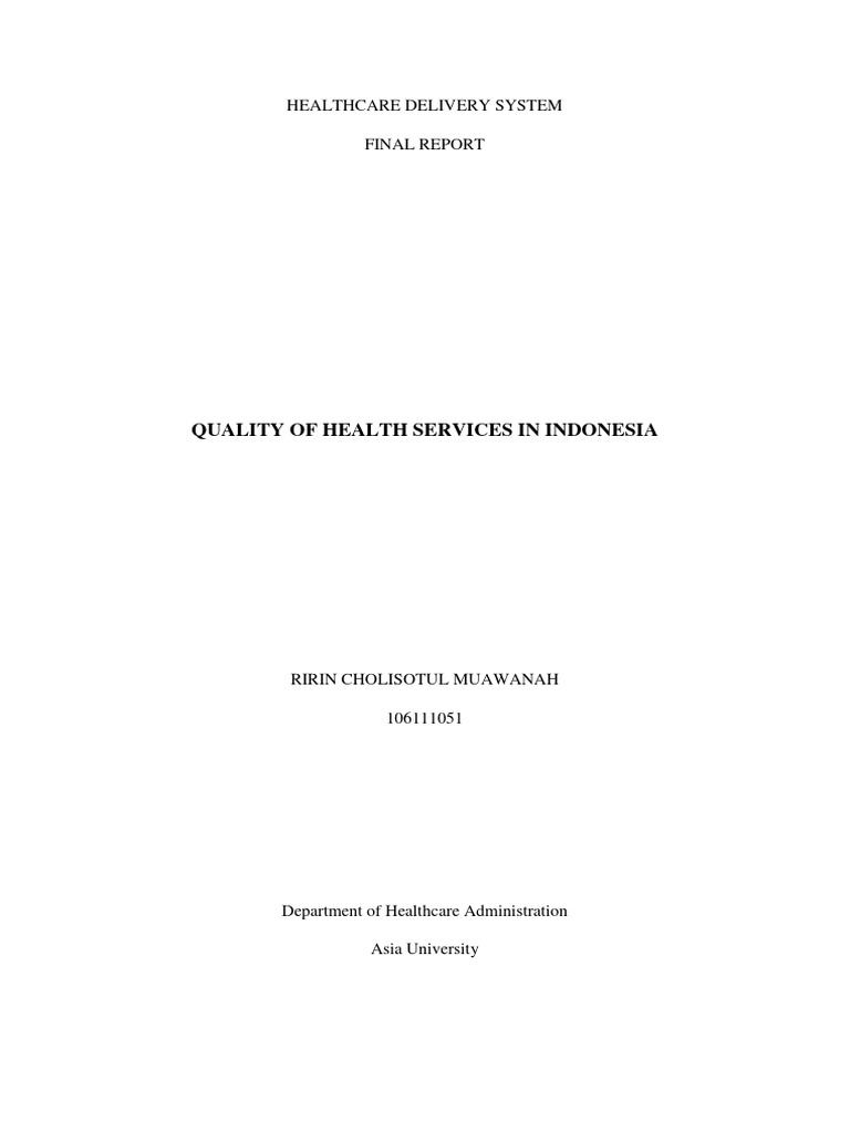 Quality of Healthcare Services in Indonesia | PDF | Health Care | Indonesia