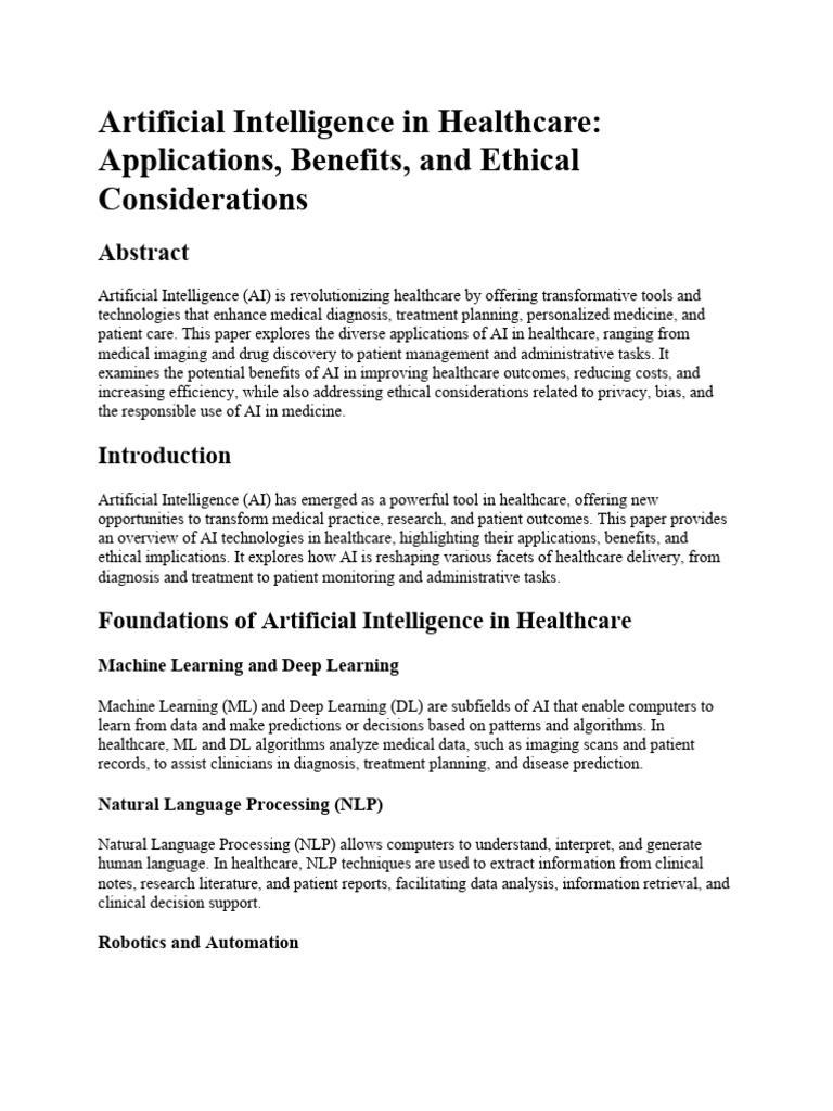 Artificial Intelligence in Healthcare | PDF | Artificial Intelligence ...