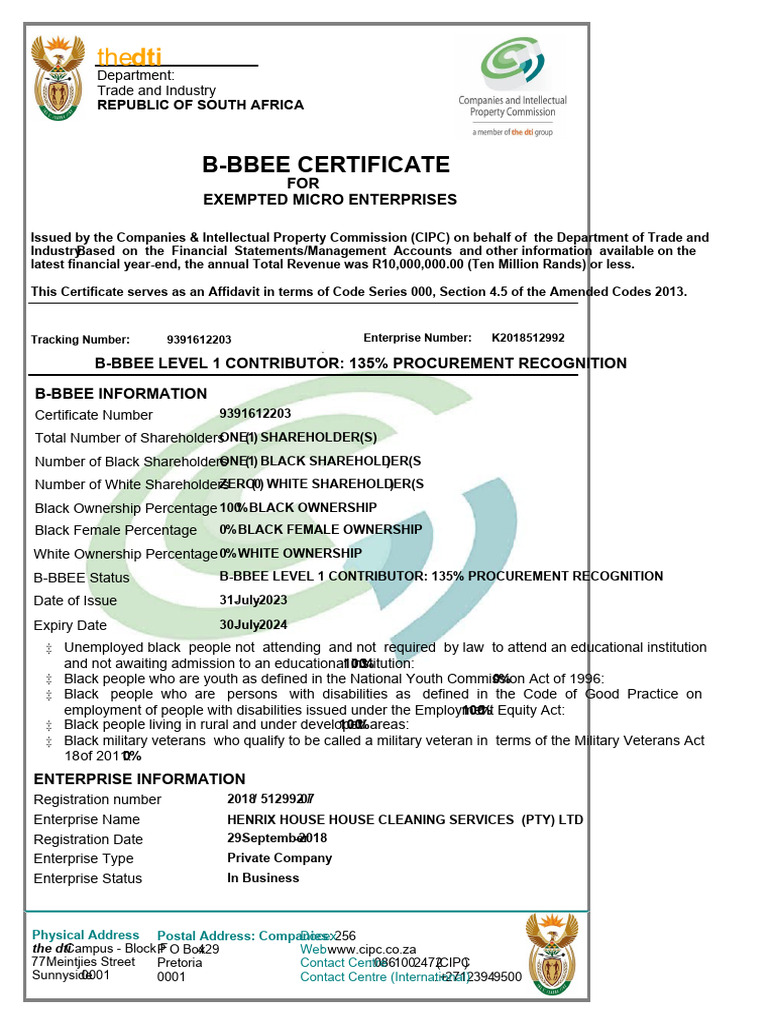 B-BBEE Certificate for Small Business | PDF | Business | Economies