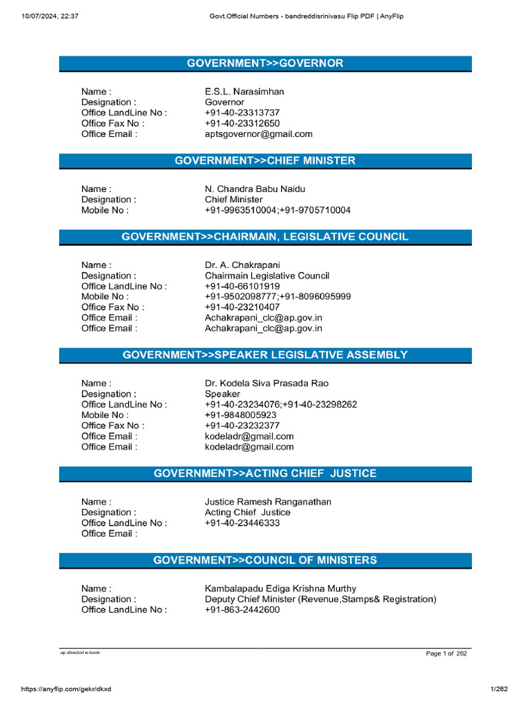 Govt - Official Numbers - Bandreddisrinivasu Flip PDF - AnyFlip | PDF