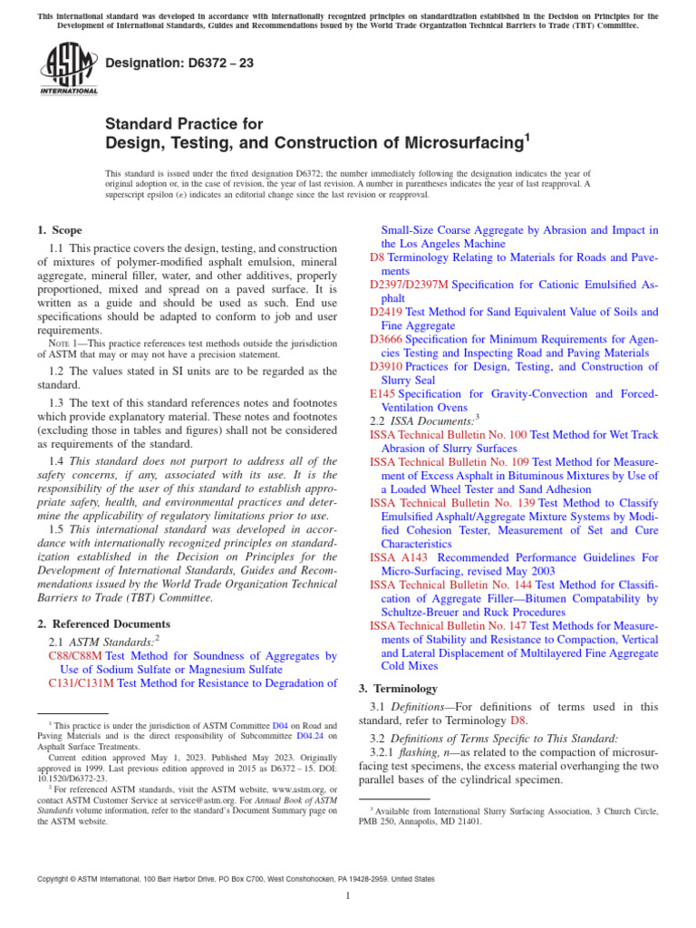 ASTM D6372-23 Microsurfacing | PDF | Construction Aggregate | Road Surface