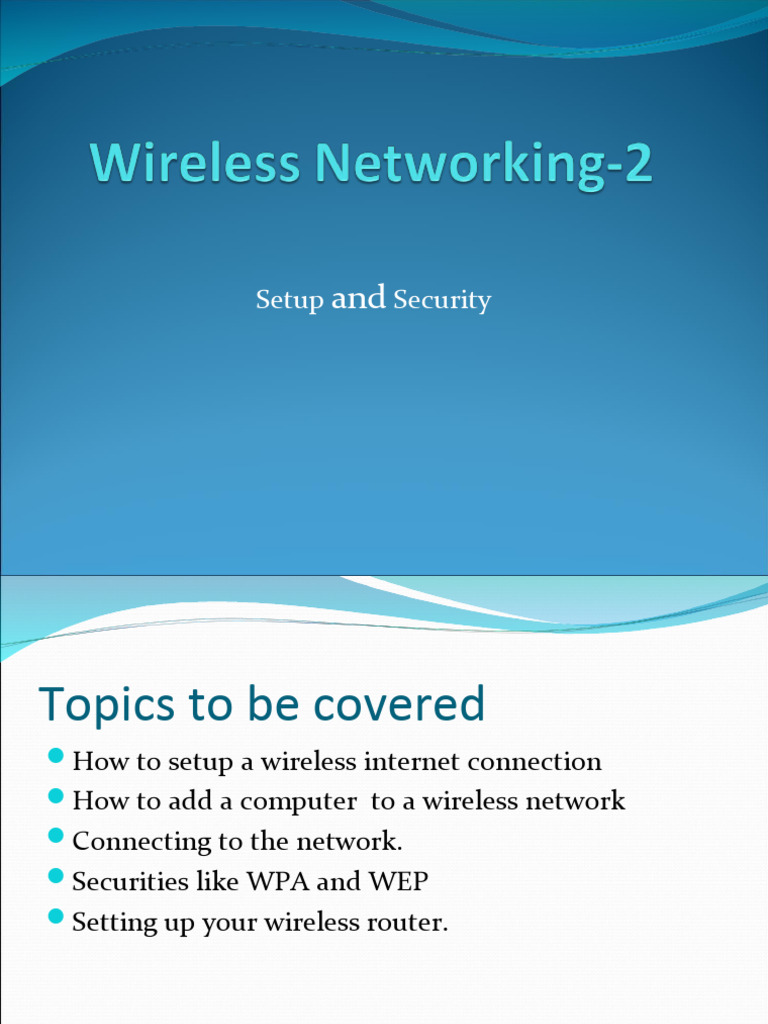 Wireless Network Setup & Security Guide | PDF | Key (Cryptography ...