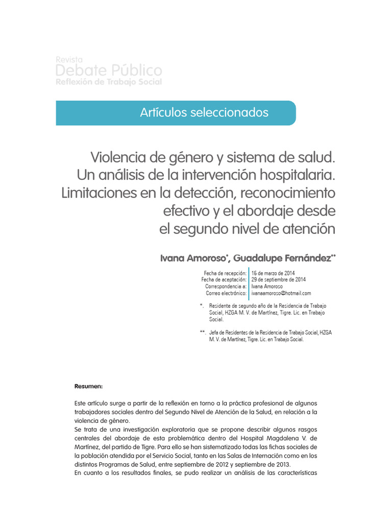 Violencia de Género y Sistema de Salud | PDF | Trabajo Social | Género