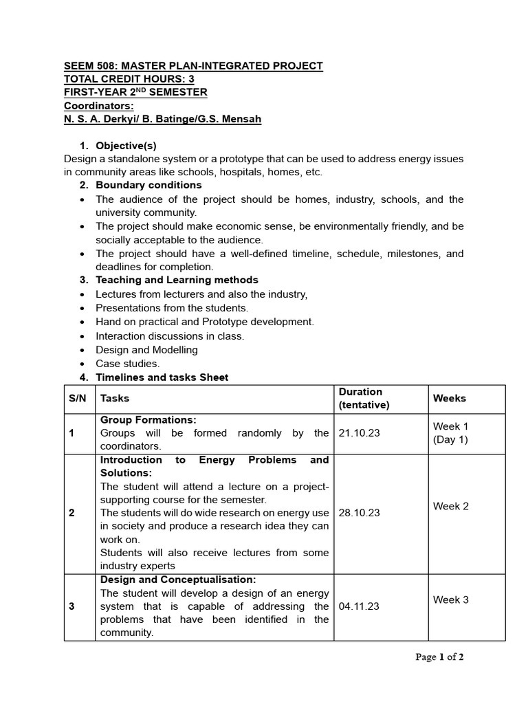 SEEM 508 - Integrated Masterplan Project | PDF | Lecture | Learning