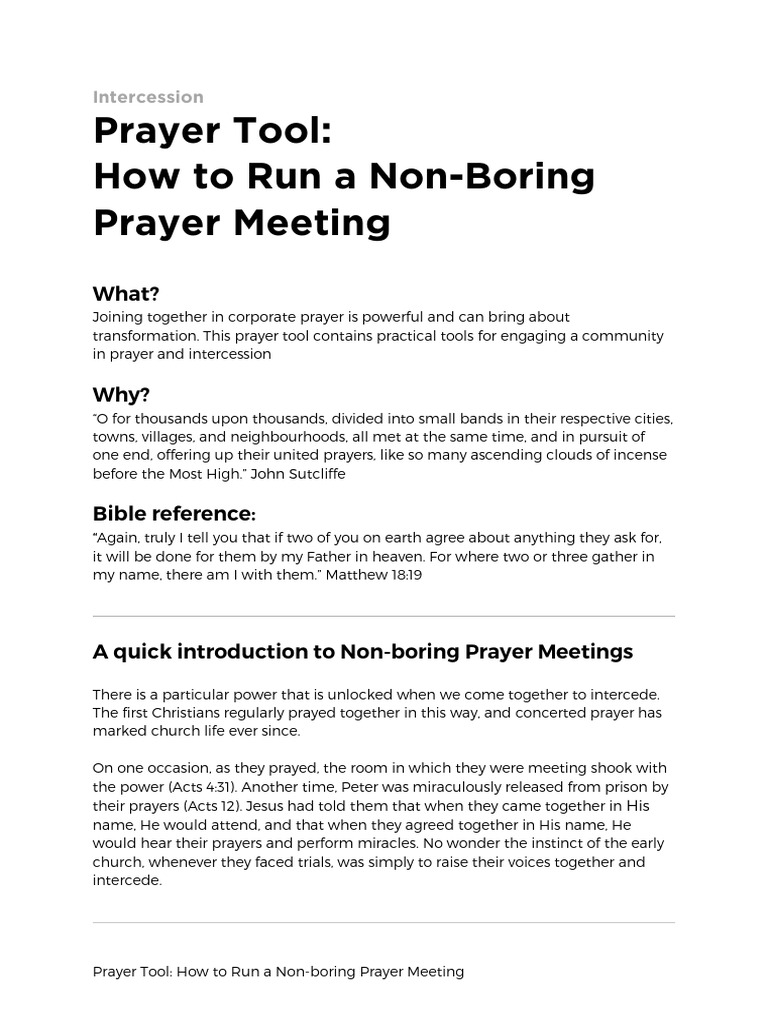 12 How To Run A Non-Boring Prayer Meeting | PDF | Prayer | Miracle