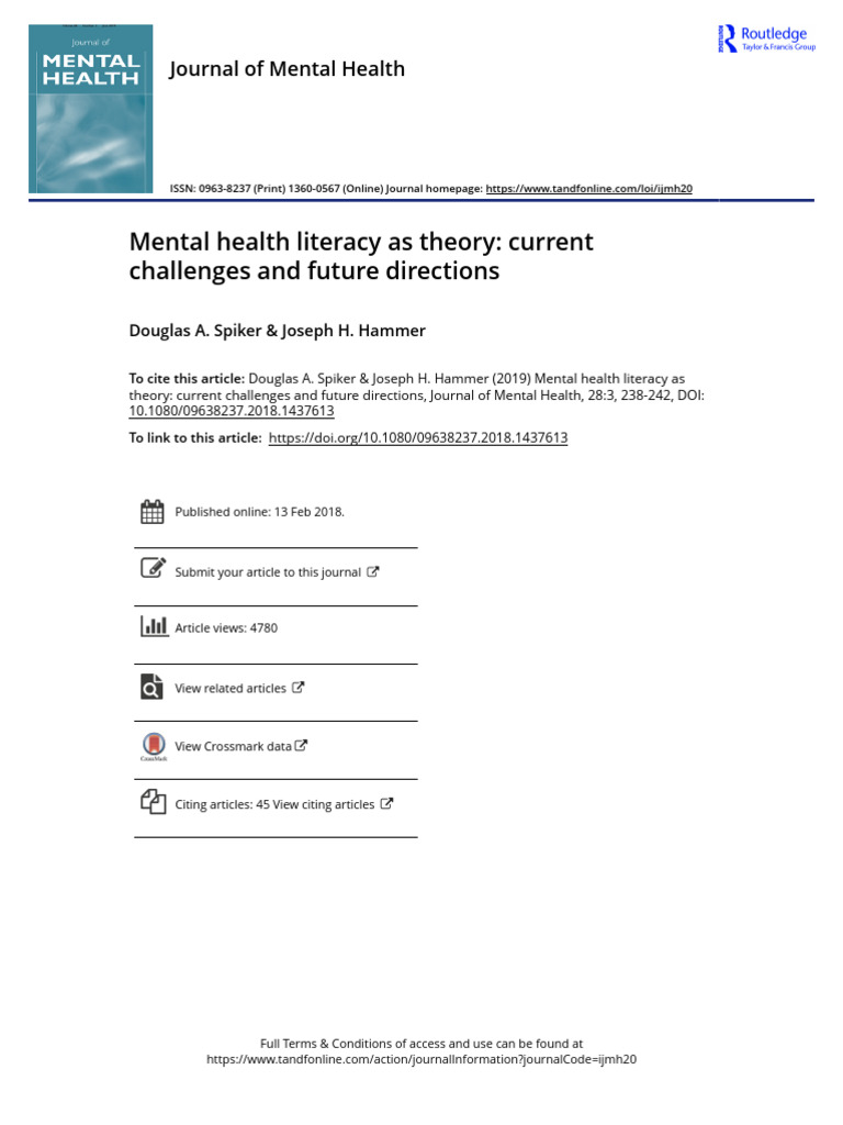LEÍDO Mental Health Literacy As Theory Current Challenges and Future ...