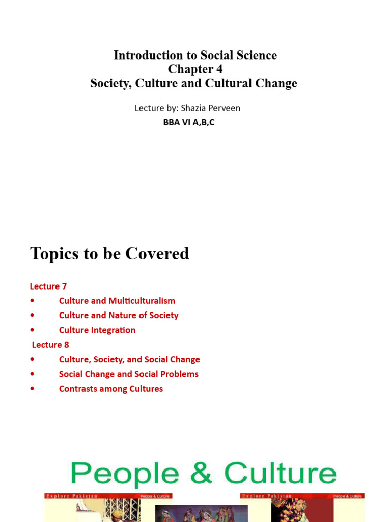 Lecture 7 & 8-Week 4-Society, Culture and Change | PDF | Society | Thought