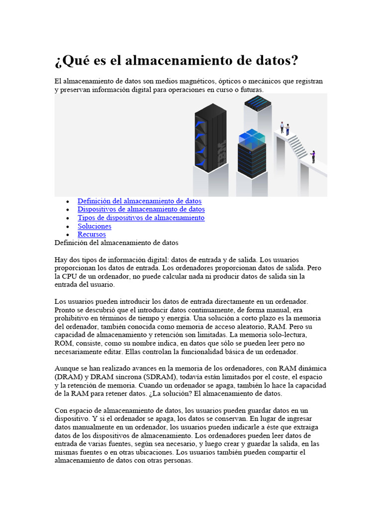 Qué Es El Almacenamiento de Datos | PDF | Red de computadoras ...