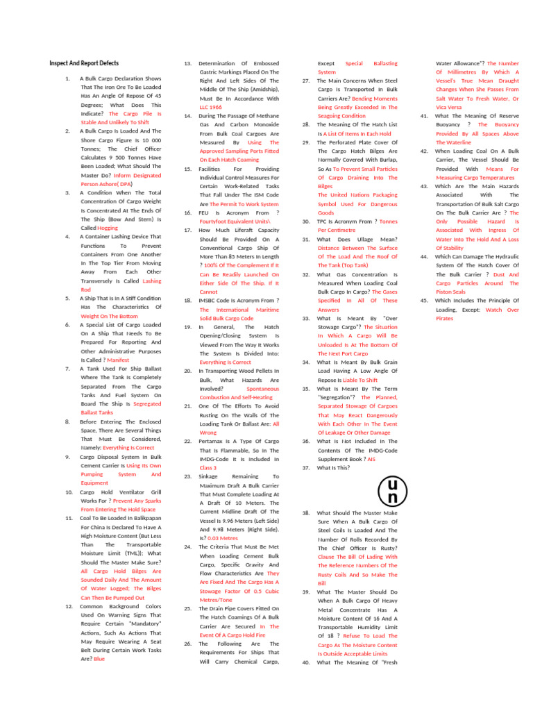 Bulk Cargo Inspection and Reporting Guide | PDF | Cargo | Ships