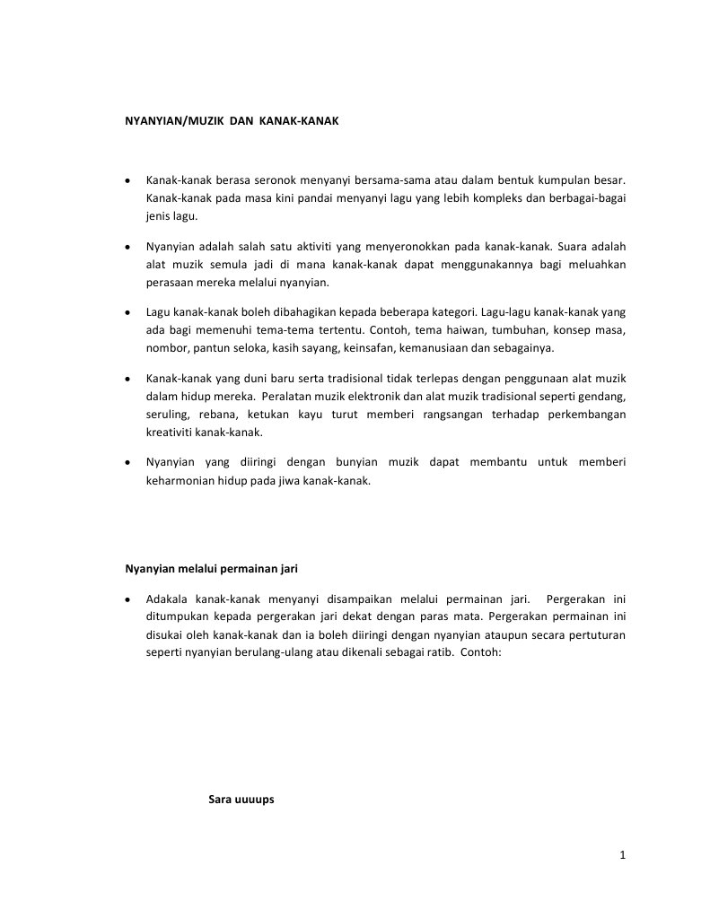 Nyanyian Muzik Dan Kanak Kanak Pdf