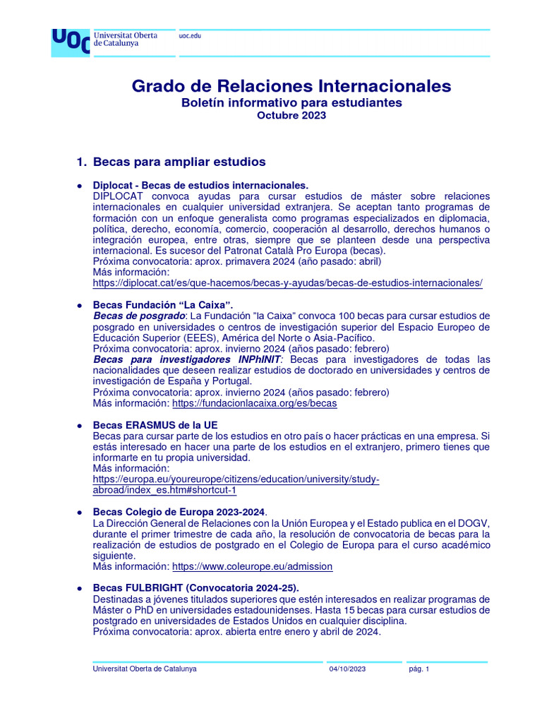 Boletin RRII Octubre23b | PDF | Naciones Unidas | Relaciones ...
