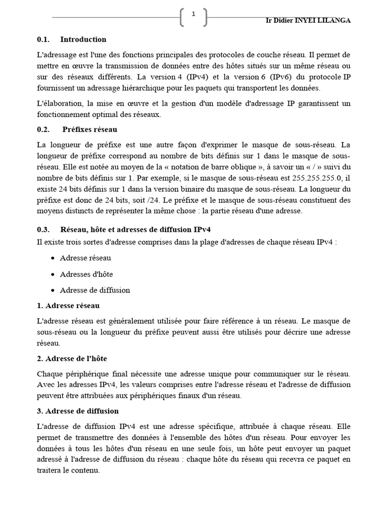 Guide sur l'adressage IP IPv4 et IPv6 | PDF | Adresse IP | I Pv6