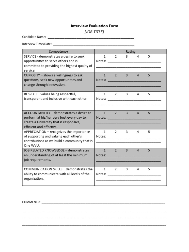 Interview Evaluation Form Template | PDF | Finance & Money Management