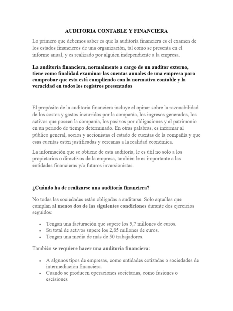 Guía Completa de Auditoría Financiera | PDF | Auditoría | Contralor