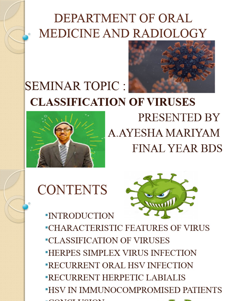 Department of Oral Medicine and Radiology | PDF | Virus | Diseases And ...